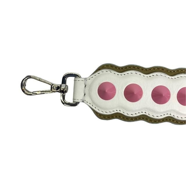 Fendi Strap You Shoulder Small Studded Leather Brown White Pink — view 2