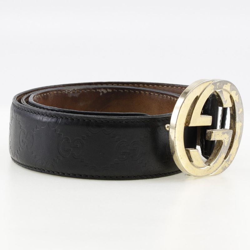 Gucci Interlocking GG Cima Leather Black Belt — view 4