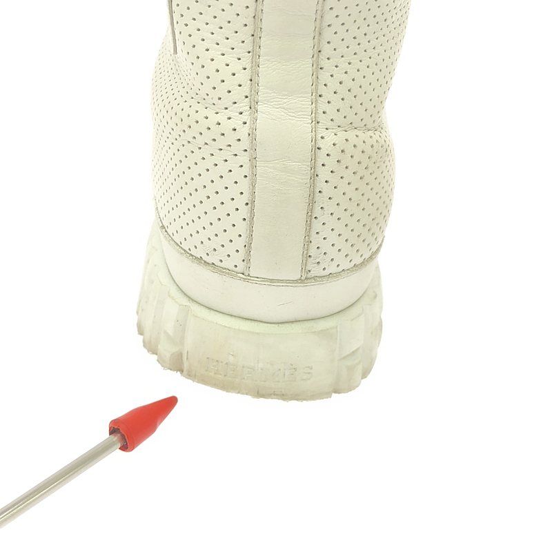 Hermes Climbing Perforated Leather High-cut Sneakers 35 White — view 8