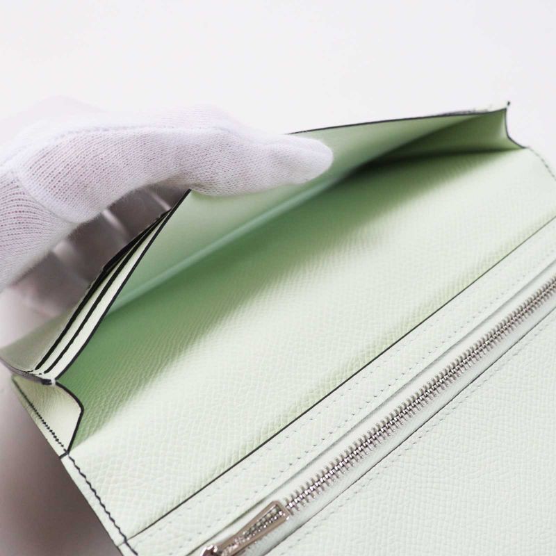 Hermes Bearn Souffle Verso Blue Prus Vert Fizz Silver Hardware Vaux Epson Long — view 7