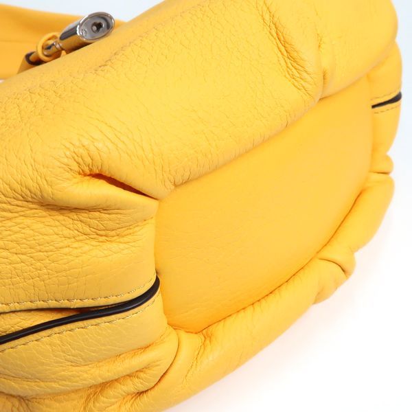 Celine Shoulder Bag Leather 1028 Yellow Cadena — view 4