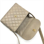 Chanel CC Logo Quilted Turnlock Lambskin Shoulder Bag Gray — view 8
