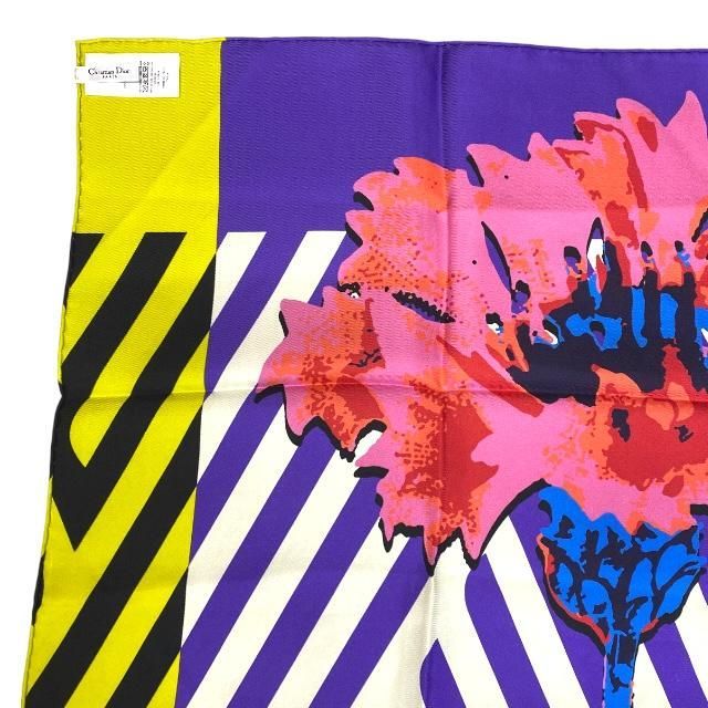 Christian Dior Small Accessories Scarf Large Size D-flower Pop Flower Logo Silk — view 9