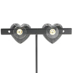 Chanel Earrings Gold Black Coco Mark Rhinestone Heart — view 9