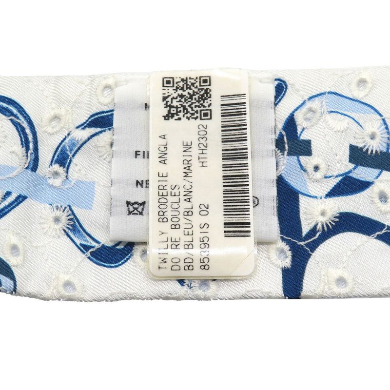 Hermes Twillye De L'ebookle Broderie Anglaise Silk Blue Scarf 0176 — view 3