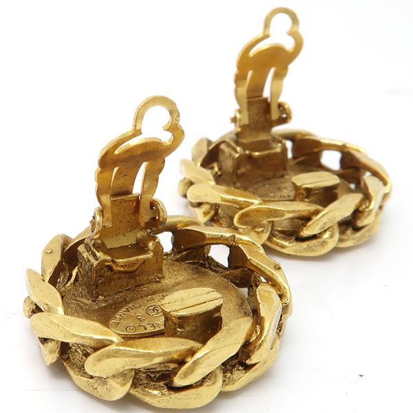 Chanel Earrings Vintage GP Rhinestone Coco Mark Diameter 3 cm — view 8