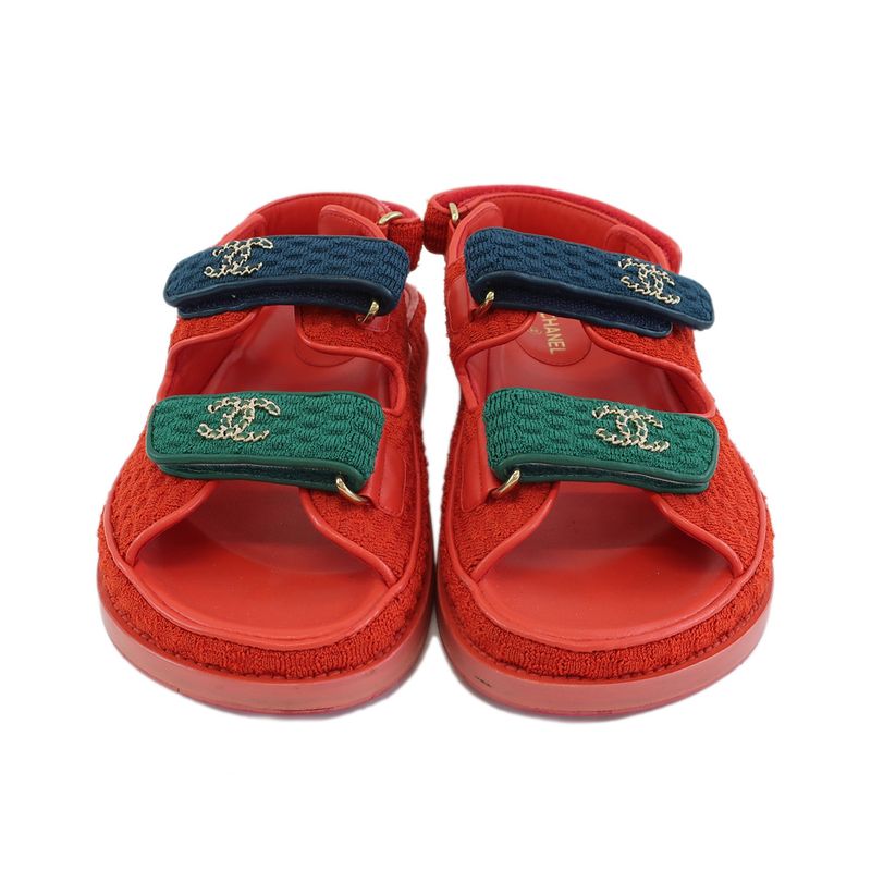 Chanel Sports Sandals Red Multicolor 36 Leather CC — view 2