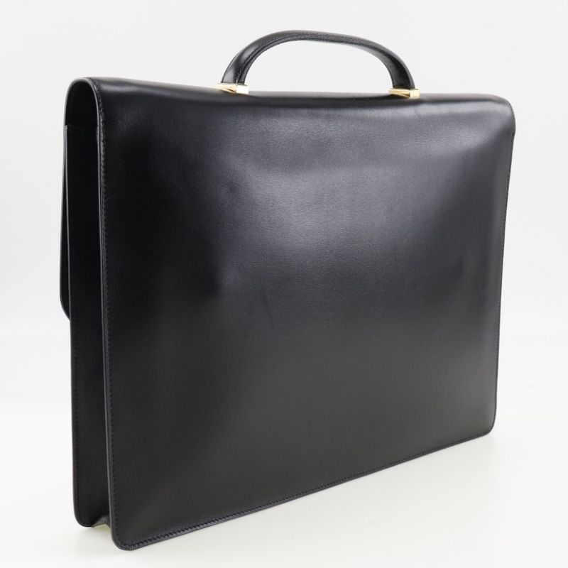 Hermes Danube 38 Briefcase 6 Z Calf Black Gold Hardware V Business Bag — view 3