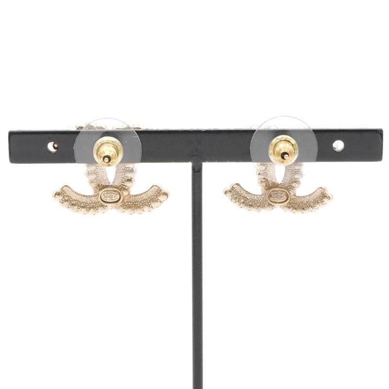 Chanel Earrings Gold Coco Mark Rhinestone — view 9