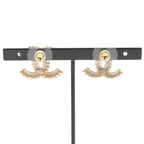 Chanel Earrings Gold Coco Mark Rhinestone — view 9