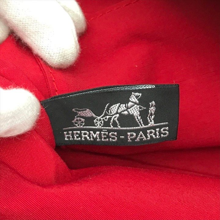 Hermes Bolide 25 Cotton Pouch Case Cosmetic Red — view 9
