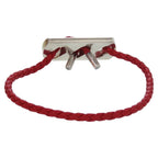 Hermes Leather 925 Silver Red Bracelet 0093 — view 4