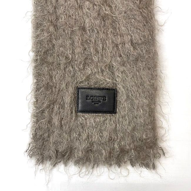 Loewe Scarf Gray Mohair Wool Leather — view 4