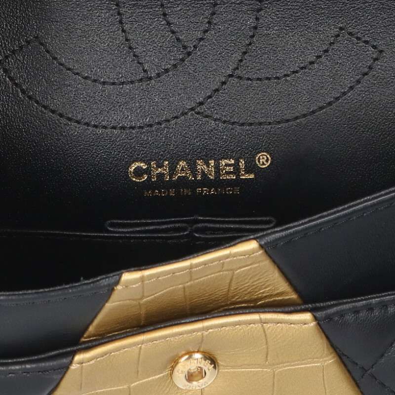 Chanel 2.55 Lambskin Croco Shape Pressed Chain Shoulder Bag Women 25 — view 3