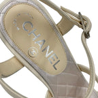 Chanel Sandals Shoes Leather Ivory Coco Mark Rhinestone — view 7
