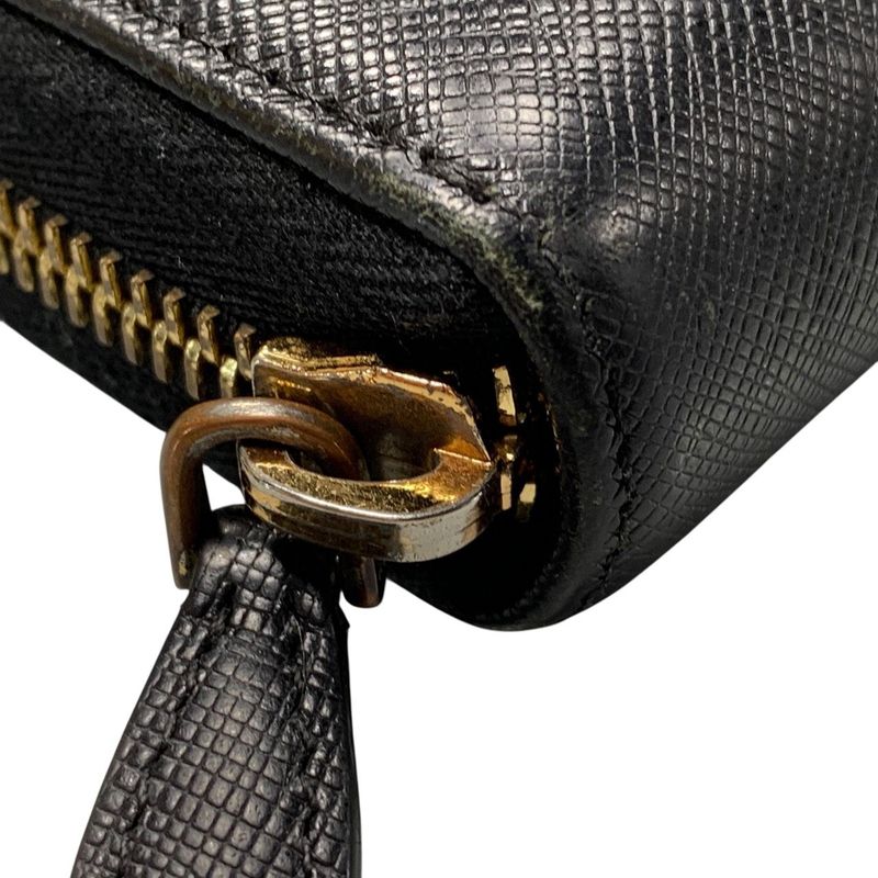 Prada Saffiano Metal Round Zipper Long Wallet 1 Ml506 Black 3347 — view 4