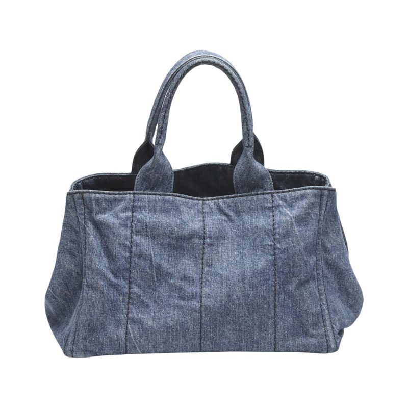 Prada Cotton Canvas Tote Bag Canapa Blue — view 2