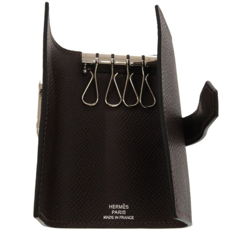 Hermes Bearn 4-strand Vaux Epson Chocolat Silver Hardware Brown Key — view 6