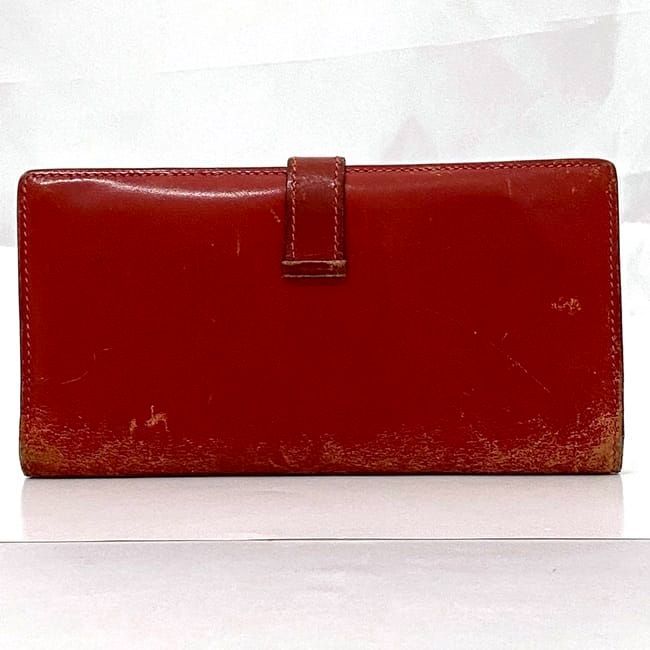 Hermes Bifold Long Wallet Bearn Red Leather — view 5