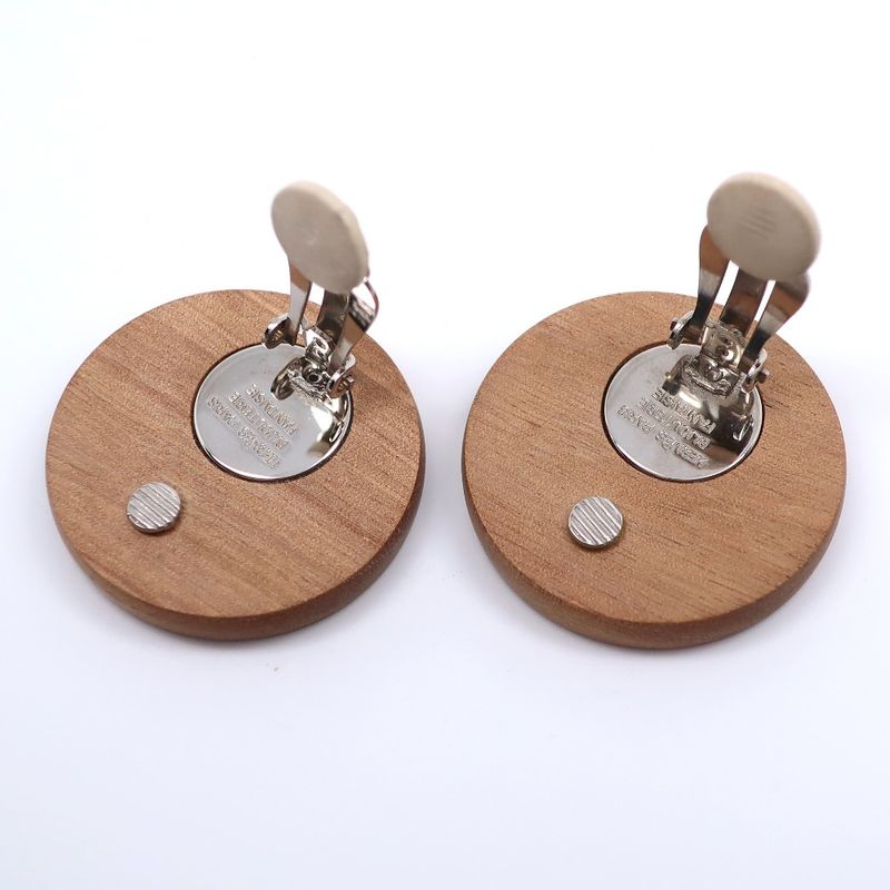 Hermes Serie Wood and Metal Brown Silver 20.3 g Earrings — view 5