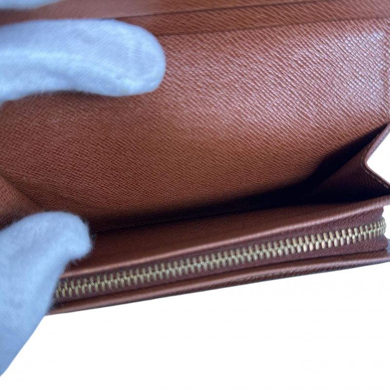 Louis Vuitton Monogram L-shaped Zipper Porte Monnaie Vie Tresor Fold — view 8