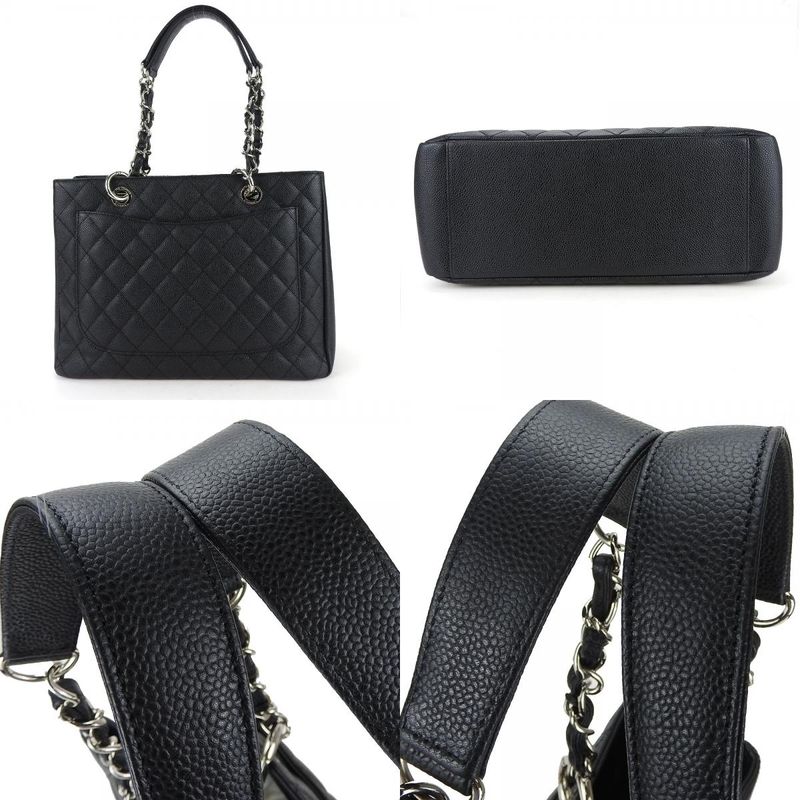 Chanel Tote Bag Grand Shopping GST Caviar Leather Black Silver Hardware Chain 16 th — view 3