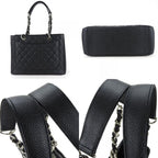 Chanel Tote Bag Grand Shopping GST Caviar Leather Black Silver Hardware Chain 16 th — view 3