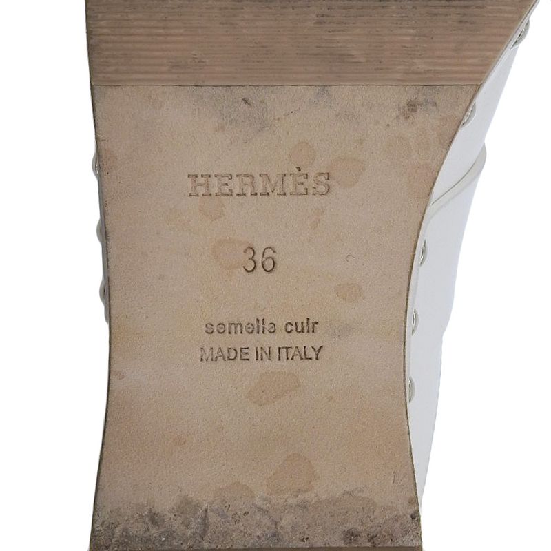 Hermes Karya Leather Sabo Sandals Mules 36 White — view 8