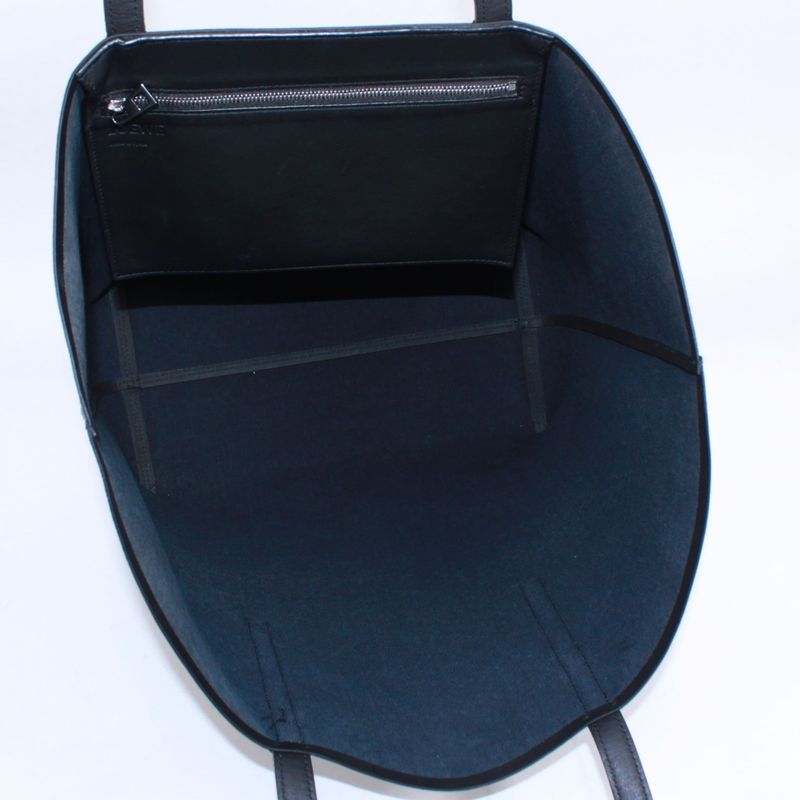 Loewe Leather Canvas Navy Black Tote Bag Silver B533 Z73 X08 — view 8