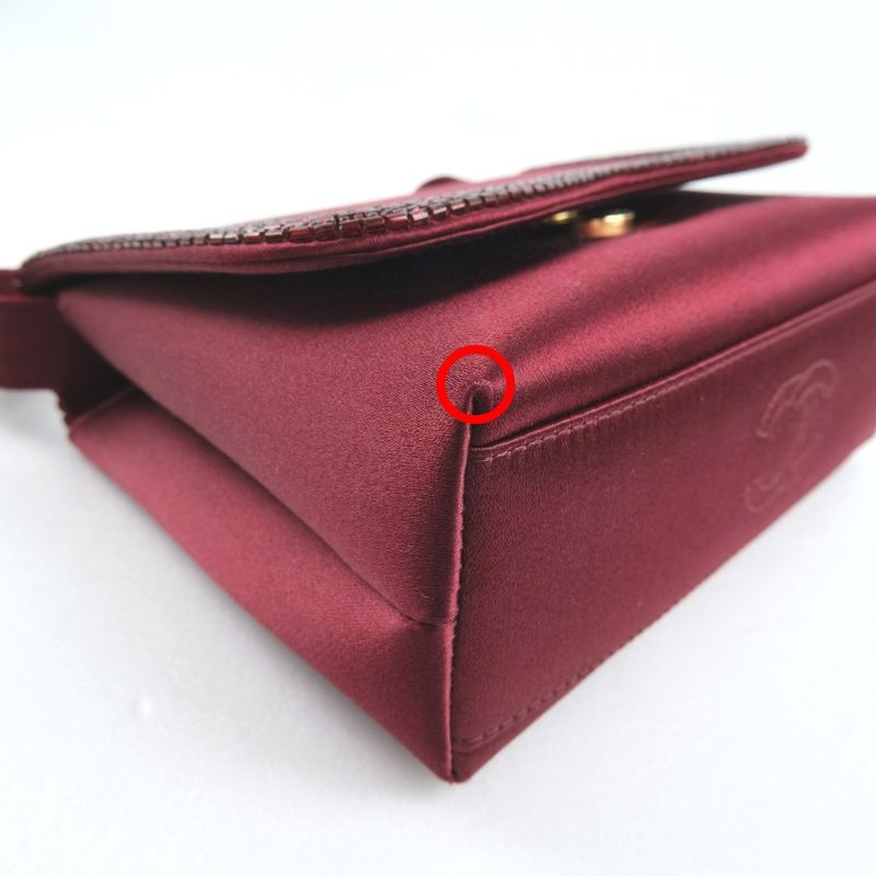 Chanel Party Bag Satin And Rhinestone Bordeaux Shoulder — view 4