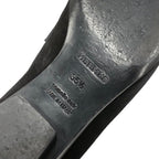 Hermes Loafers Leather Shoes Suede Black Silver Round Studs Flat — view 8