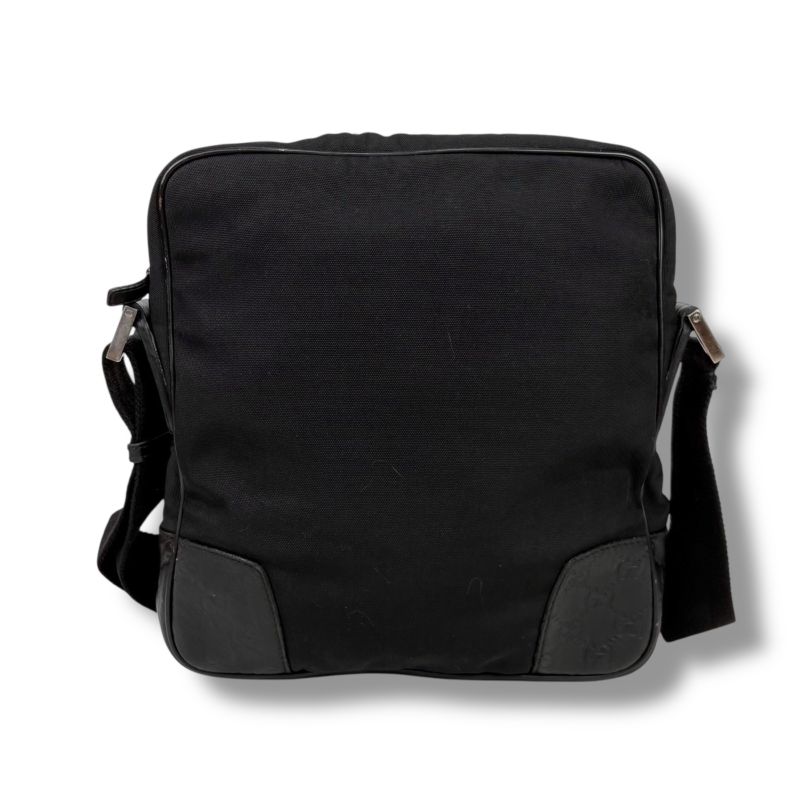 Gucci Crossbody Bag Shoulder Black Cima Leather GG Pattern Nylon Canvas — view 3
