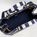 Prada Canapa B2642 B Navy Ivory Tote Canvas — view 3