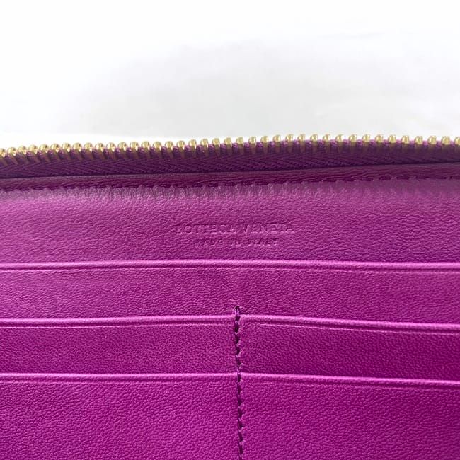 Bottega Veneta Round Zipper Long Wallet Purple Intrecciato — view 6