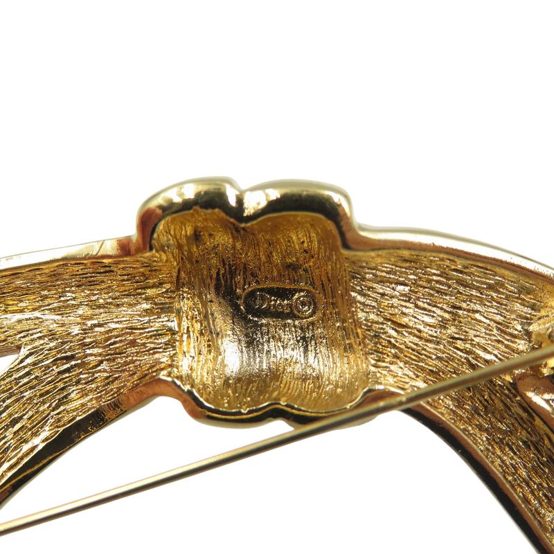 Christian Dior Vintage Ribbon Metal Gold Brooch 1123 — view 6