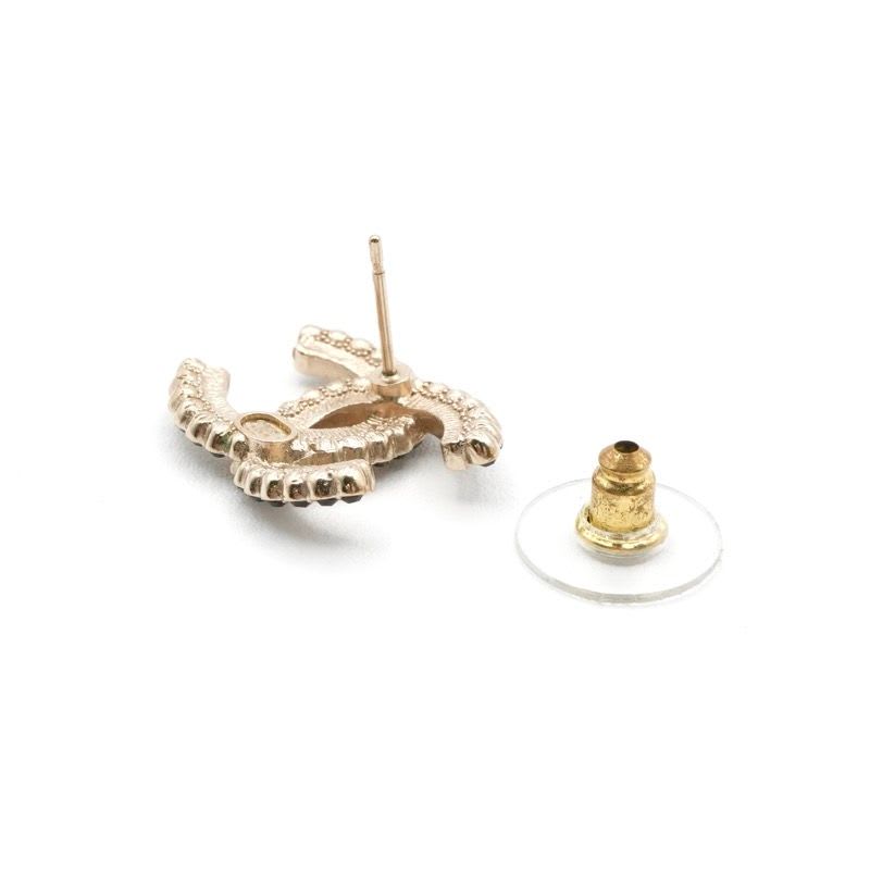 Chanel Earrings Gold Coco Mark Rhinestone — view 5