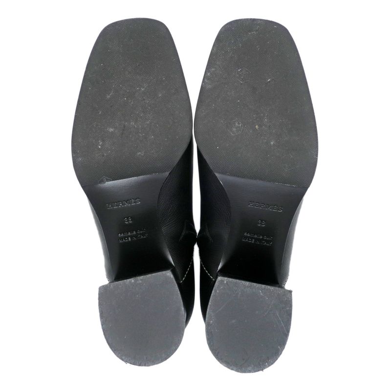 Hermes Flats 60 Black 38 Short Boots Leather Shoes Apparel — view 7