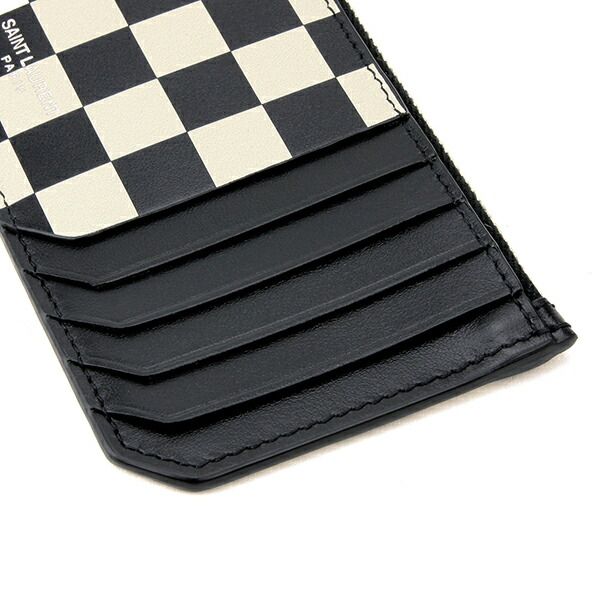 Saint Laurent Card Case Holder Beige Black — view 8