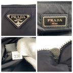 Prada Tessuto Triangle Logo Plate Black Silver Hardware Nylon Clutch Bag Second — view 5