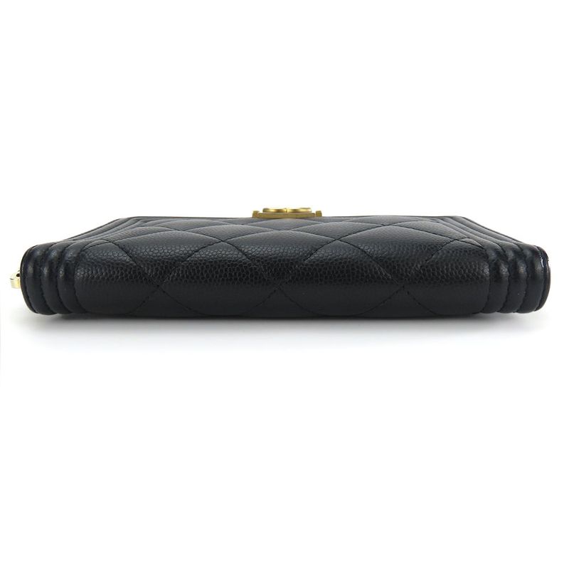 Chanel Coin Case Boy Round Zipper Caviar Leather Black Gold Hardware 23 rd — view 4