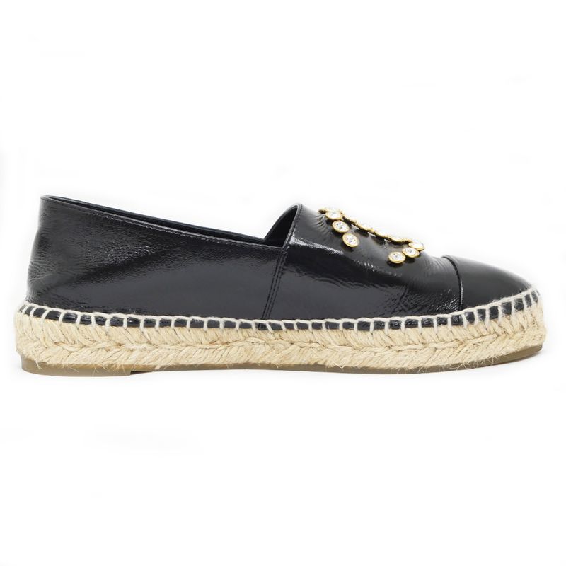 Chanel Espadrilles Coco Mark Bijoux Black Patent Leather 20 C 37 — view 2