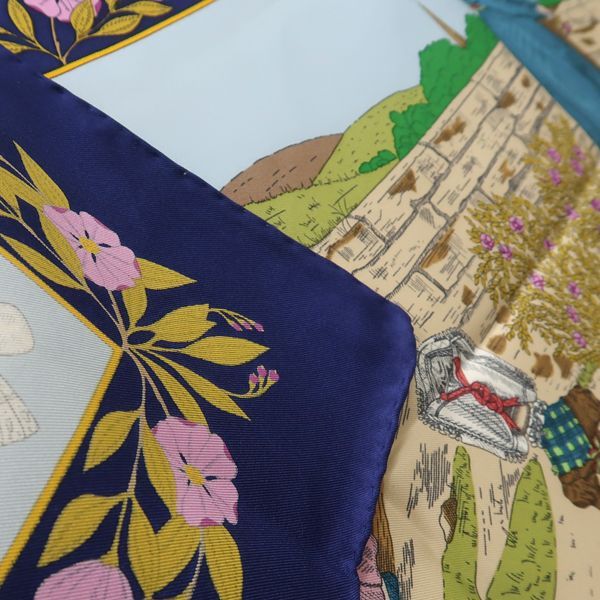 Hermes Carre 90 Costumes DES Departements Department Costume Navy Scarf Silk — view 5