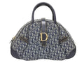Dior Double Saddle Bag Trotter Canvas Leather Navy Gold