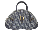 Dior Double Saddle Bag Trotter Canvas Leather Navy Gold