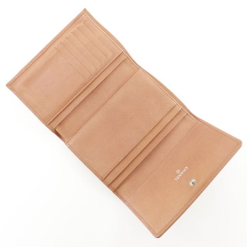 Chanel Coco Mark Caviar Leather Pink Trifold Wallet — view 6