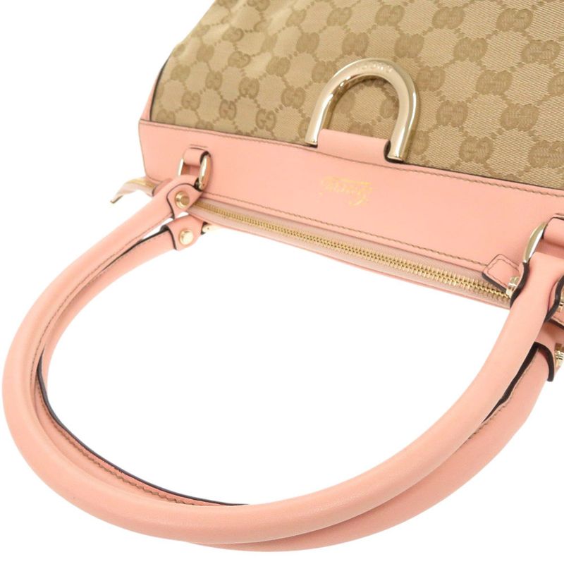 Gucci Abby GG Canvas Leather Beige Pink Tote 0974 — view 5