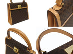 Celine 2-Way Shoulder Bag M 13 Macadam Pattern Leather Brown Gold — view 4