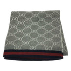 Gucci GG Pattern Allover Wool Scarf Red Navy Gray — view 2