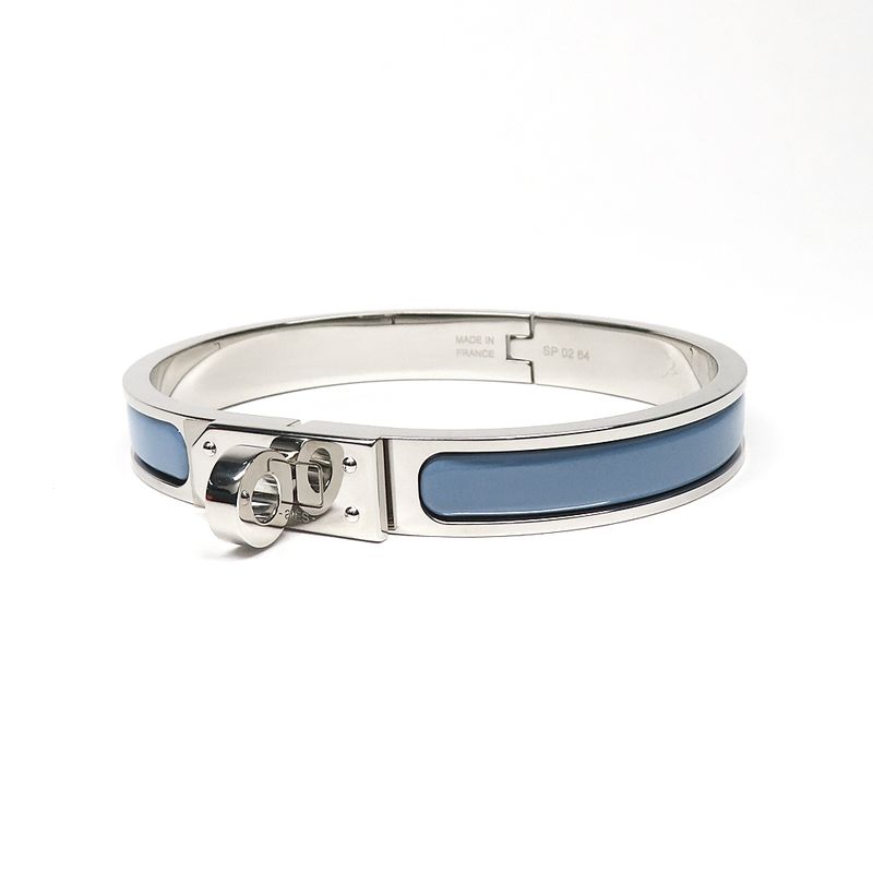 Hermes Mini Click Kelly Enamel Bracelet Chardon Palladium — view 3