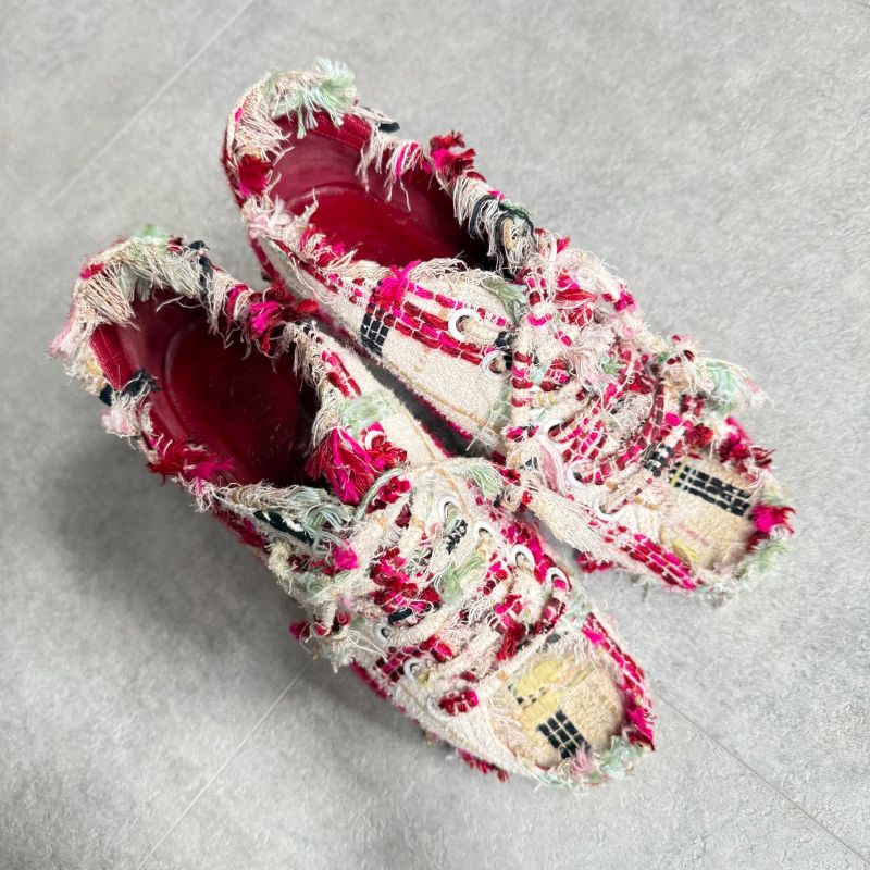 Chanel Tweed Wedge Sole Short Boots Multicolor Pumps 35 1 2 — view 2